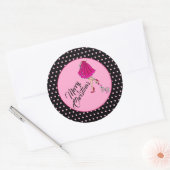 Roze Glam Kerstmis Ronde Sticker (Envelop)