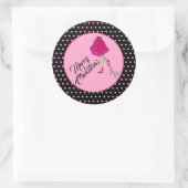 Roze Glam Kerstmis Ronde Sticker (Tas)