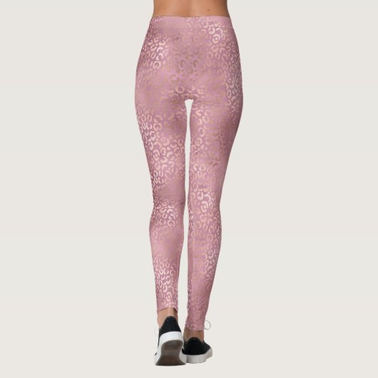 Roze Glam Leopard Print Leggings (Achterkant)