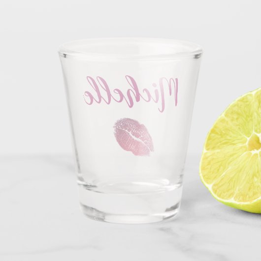 Roze glam lippen shot glas (Achterkant)