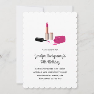 Roze Glam Lippenstift & Nagellak Schoonheidsverjaa Kaart