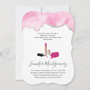 Roze Glam Lippenstift & Nagellak Sfeer Thema Kaart