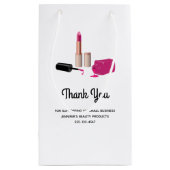 Roze Glam Lipstick & Nagellak Schoonheidsthema Bed Klein Cadeauzakje (Achterkant)