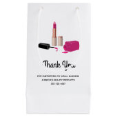 Roze Glam Lipstick & Nagellak Schoonheidsthema Bed Klein Cadeauzakje (Voorkant)
