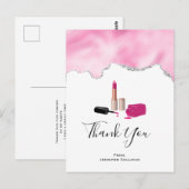 Roze glam lipstick & nagels Poolse dank Briefkaart (Voorkant / Achterkant)