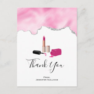Roze glam lipstick & nagels Poolse dank Briefkaart