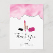 Roze glam lipstick & nagels Poolse dank Briefkaart (Voorkant)
