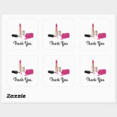 Roze glam lipstick & nagels Poolse dank Vierkante Sticker (Vel)