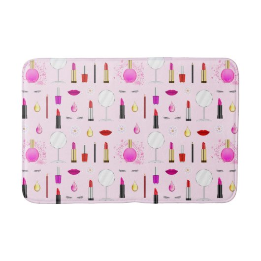 Roze Glam Make-up Patroon Badmat (Voorkant)