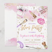 Roze Glam Make-up Spa Verjaardag Kaart (Voorkant / Achterkant)