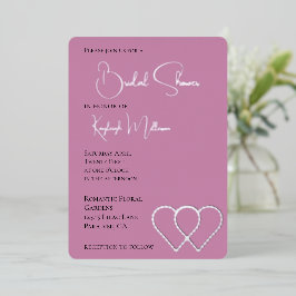 Roze Glam Parel Twee Hartjes Bruiloft Feest Folie Uitnodiging