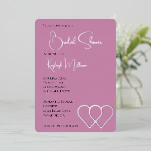 Roze Glam Parel Twee Hartjes Bruiloft Feest Folie Uitnodiging