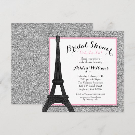 Roze Glam Paris Vrijgezellenfeest Kaart (Voorkant / Achterkant)