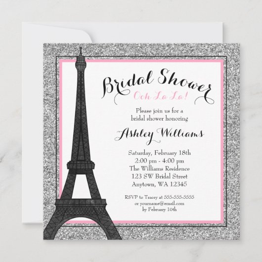 Roze Glam Paris Vrijgezellenfeest Kaart (Voorkant)