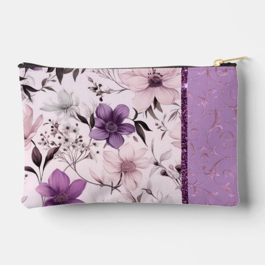 Roze glam sparkle floral patroon etui (Achterkant)