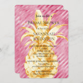 Roze Glam Strepen Gouden Ananas Bruidsfeest Kaart (Voorkant / Achterkant)