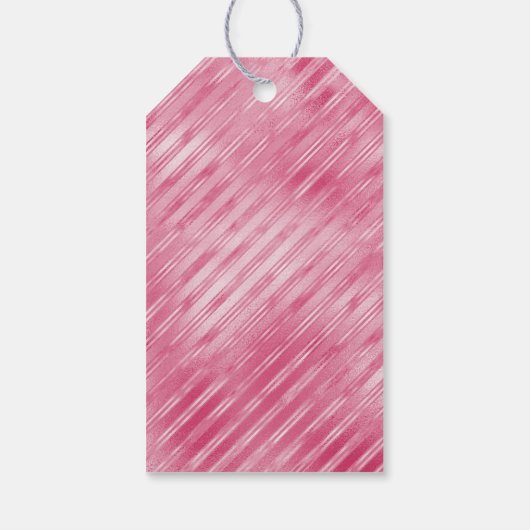 Roze Glam Stripes Goud Tropische Ananas Cadeaulabel (Achterkant)