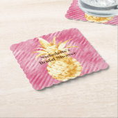Roze Glam Stripes Goud Tropische Ananas Kartonnen Onderzetters (Gebogen)