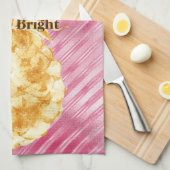 Roze Glam Stripes Goud Tropische Ananas Theedoek (Quarter Fold)