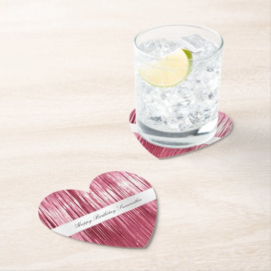  Roze Glam Tinsel Stripes Kartonnen Onderzetters (Insitu)