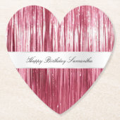  Roze Glam Tinsel Stripes Kartonnen Onderzetters (Voorkant)