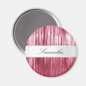 Roze Glam Tinsel Stripes Magneet (Voorkant / Achterkant)