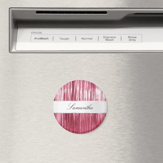  Roze Glam Tinsel Stripes Magneet (Insitu (Vaatwasser))