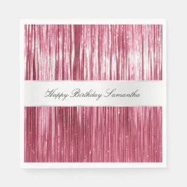  Roze Glam Tinsel Stripes Servet