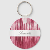  Roze Glam Tinsel Stripes Sleutelhanger (Voorkant)
