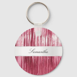  Roze Glam Tinsel Stripes Sleutelhanger