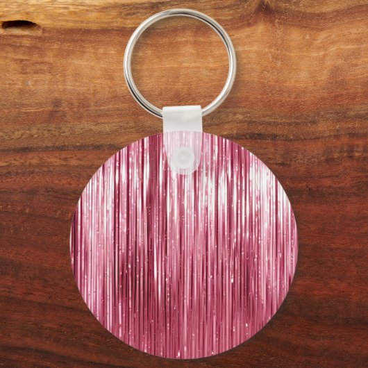 Roze Glam Tinsel Stripes Sleutelhanger (Achterkant)