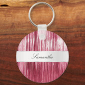  Roze Glam Tinsel Stripes Sleutelhanger (Voorkant)