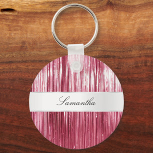  Roze Glam Tinsel Stripes Sleutelhanger