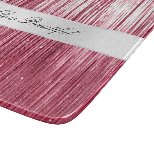 Roze Glam Tinsel Stripes Snijplank (Hoek)