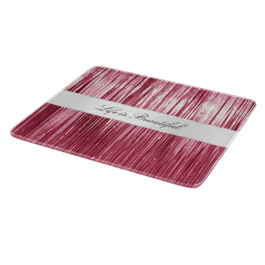 Roze Glam Tinsel Stripes Snijplank (Hoek)