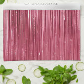 Roze Glam Tinsel Stripes Theedoek (Gevouwen)