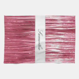  Roze Glam Tinsel Stripes Theedoek