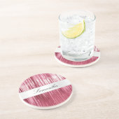  Roze Glam Tinsel Stripes Zandsteen Onderzetter (Zijkant)