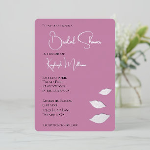 Roze Glamour Diamanten Kusjes Lippen Bruiloft Folie Uitnodiging