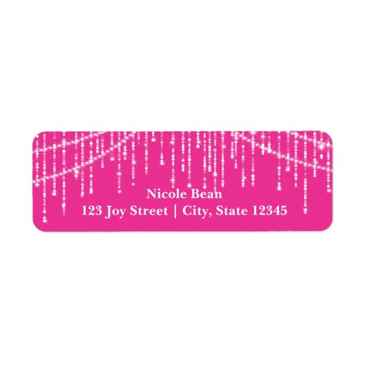 Roze Glamour Glitter Lichtjes Adreslabels Etiket (Voorkant)