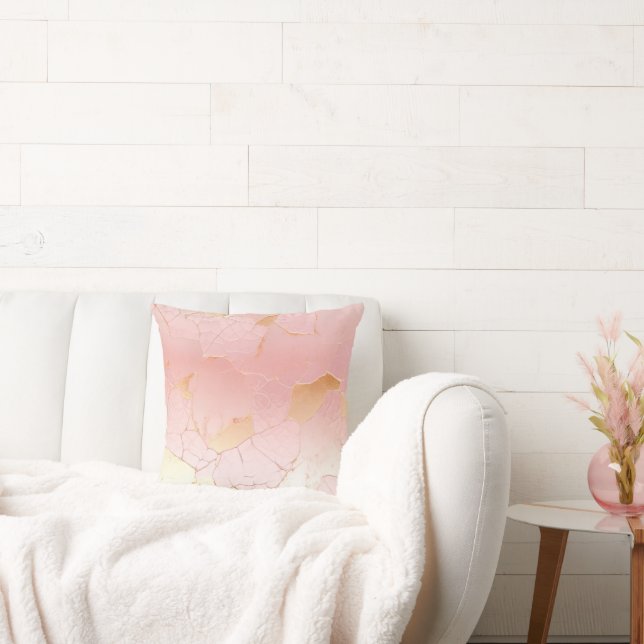 Roze Glamour Goud Abstract Kussen (Bank)