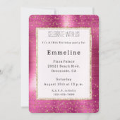 Roze Glamour Gouden Glitter Confetti Verjaardag Kaart (Voorkant)