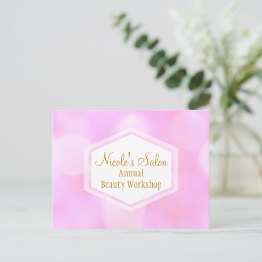 Roze Glamour Lights Bokeh Chic Event Briefkaart (Staand voorkant)