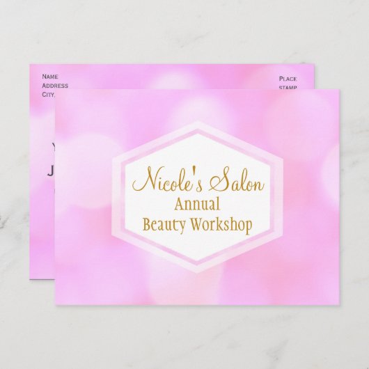 Roze Glamour Lights Bokeh Chic Event Briefkaart (Voorkant / Achterkant)