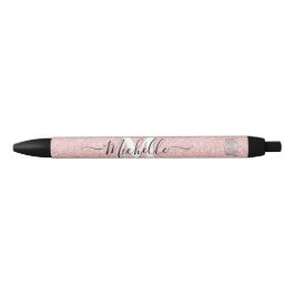 Roze Glamour Monogram Kroon Douane Handtekening Pe Zwarte Inkt Pen