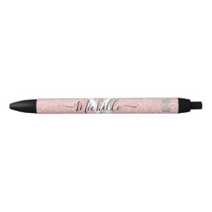 Roze Glamour Monogram Kroon Douane Handtekening Pe Zwarte Inkt Pen