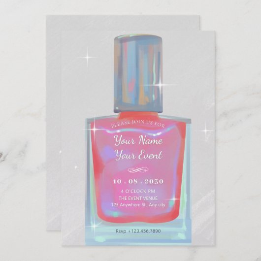 Roze glamour nagellak kaart (Voorkant / Achterkant)