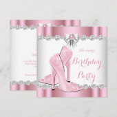  roze glamour op hoog niveau - Birthday Party Kaart (Voorkant / Achterkant)