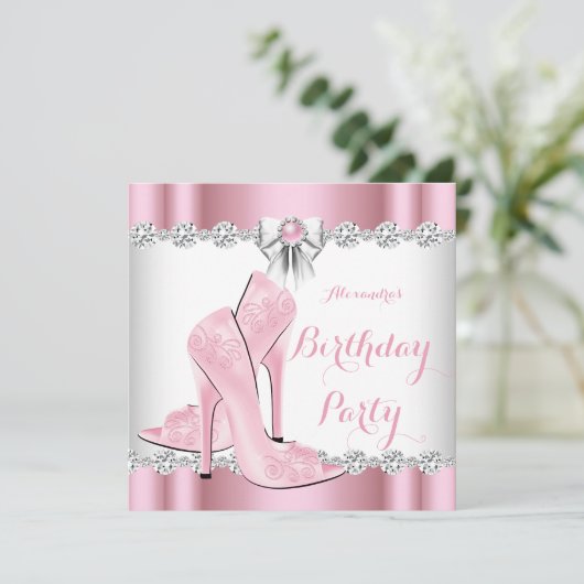  roze glamour op hoog niveau - Birthday Party Kaart (Staand voorkant)