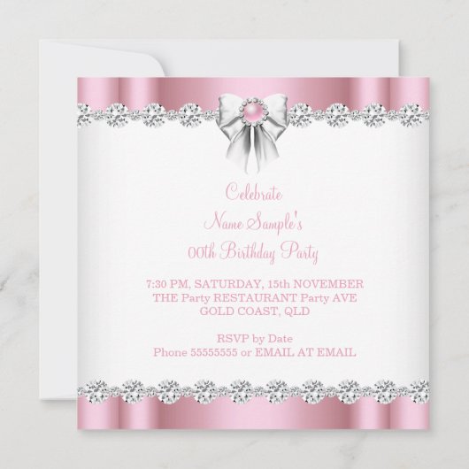  roze glamour op hoog niveau - Birthday Party Kaart (Achterkant)